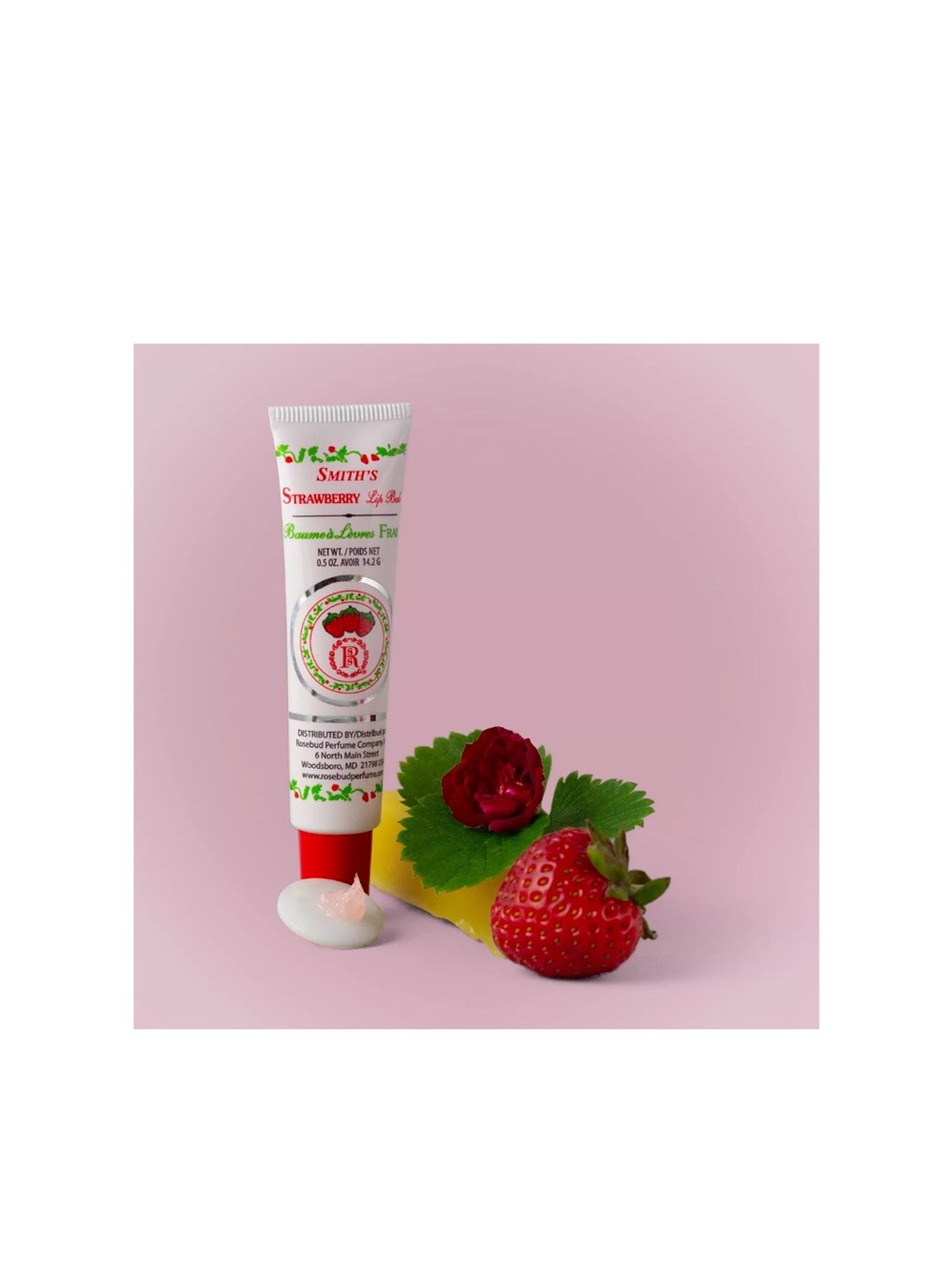 Smith's Strawberry Lip Balm & Gloss - White Tube with Red Cap - Picture 2 of 4